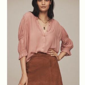 Anthropologie - Pilcro - Gauzy Bubble Sleeve Button down Top - NWT